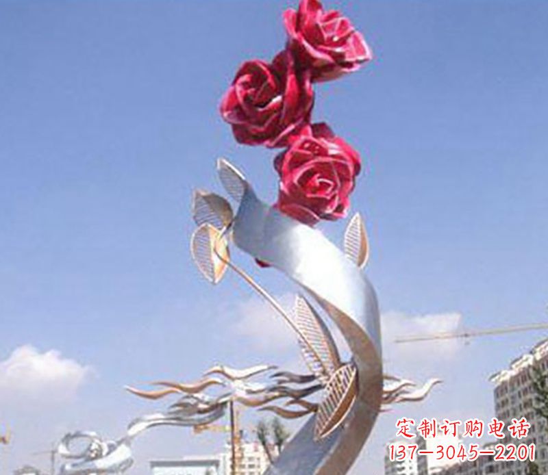 温州不锈钢玫瑰花植物雕塑