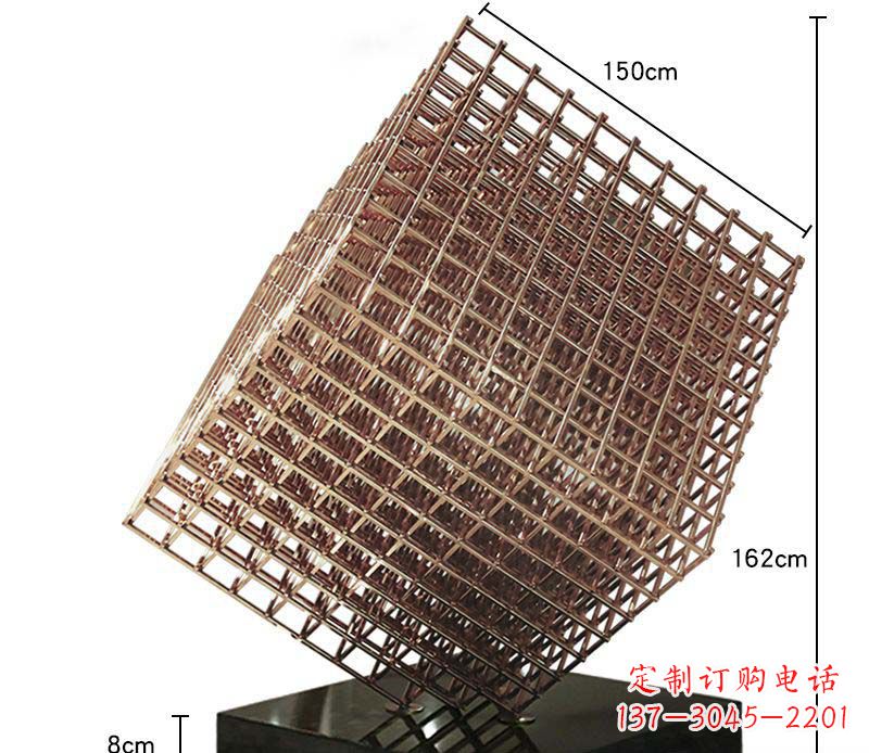 温州不锈钢玫瑰金色几何领域抽象雕塑