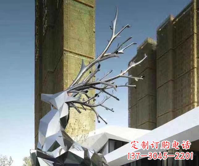 温州不锈钢梅花鹿雕塑 群鹿雕塑 城市景观动物雕塑