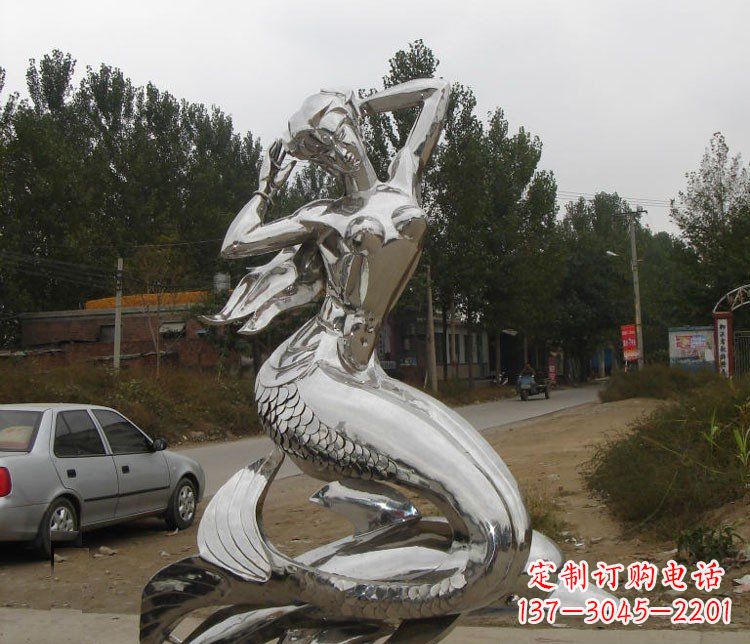 温州不锈钢美人鱼和海豚公园景观雕塑