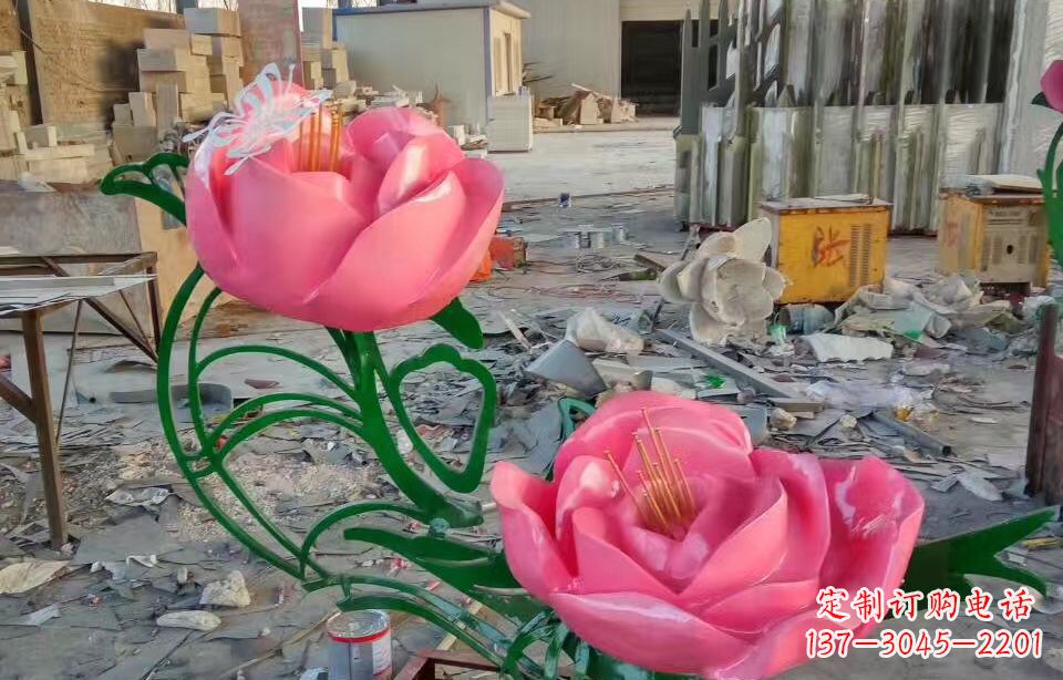 温州精美牡丹雕塑点缀景观