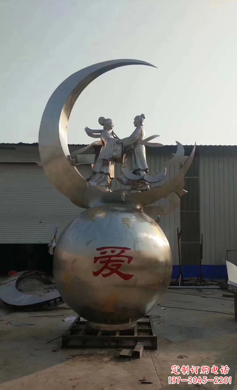 温州不锈钢牛郎织女雕塑传承爱情的象征