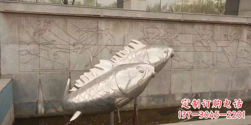 温州不锈钢鲤鱼雕塑精美的艺术品