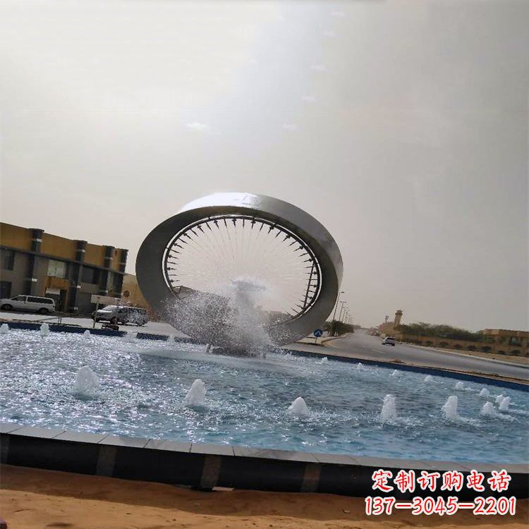 温州不锈钢喷泉水景环形雕塑