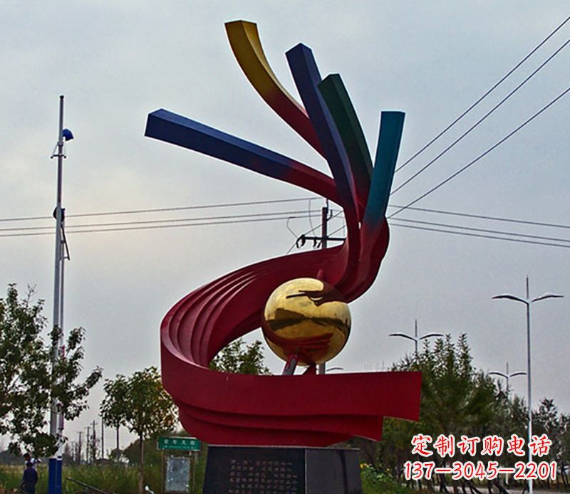 温州不锈钢飘带雕塑艺术与自然的完美结合