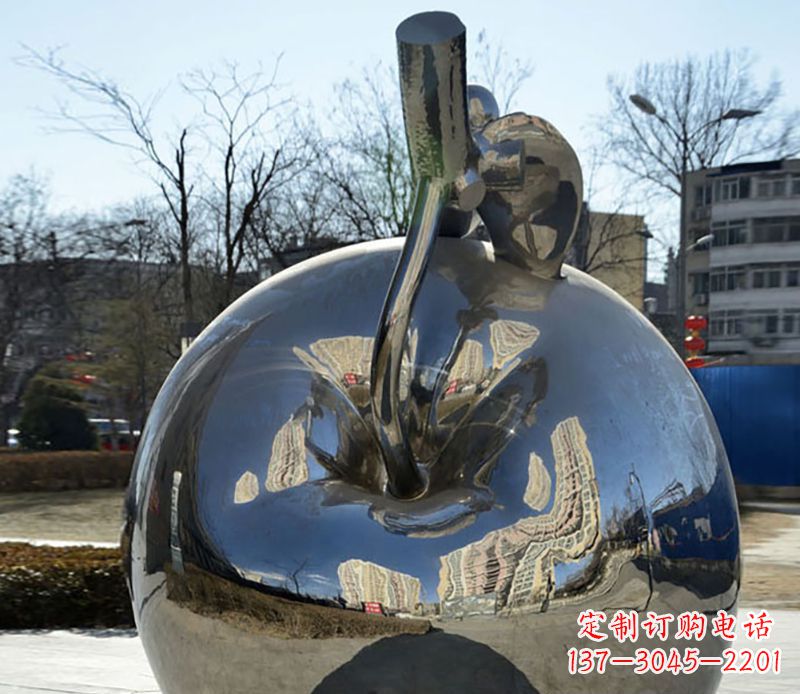 温州不锈钢苹果镜面雕塑