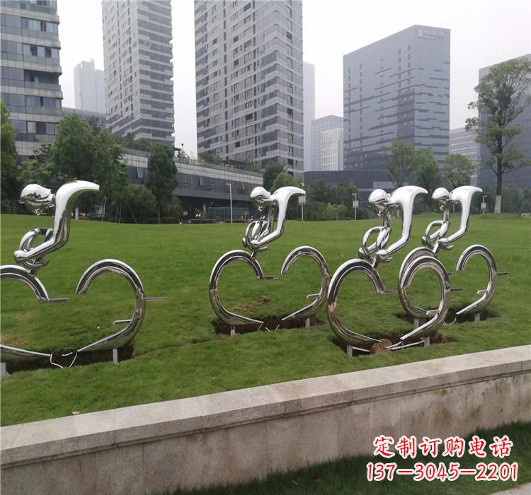 温州不锈钢骑自行车雕塑