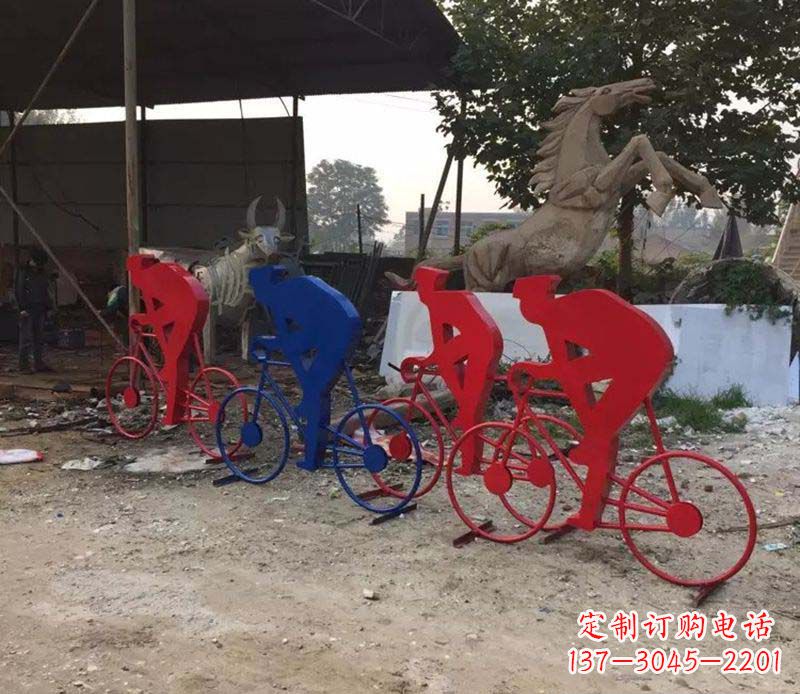 温州不锈钢骑自行车人物雕塑
