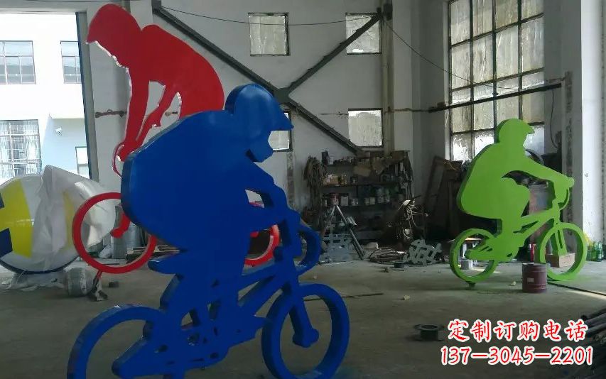 温州不锈钢骑自行车运动雕塑 (3)