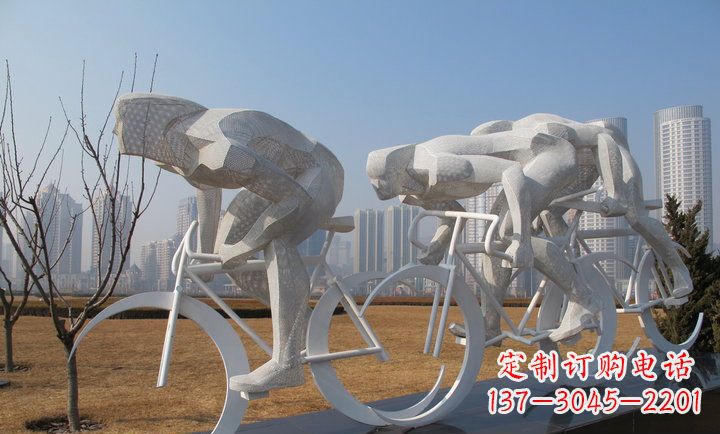 温州不锈钢骑自行车运动人物雕塑