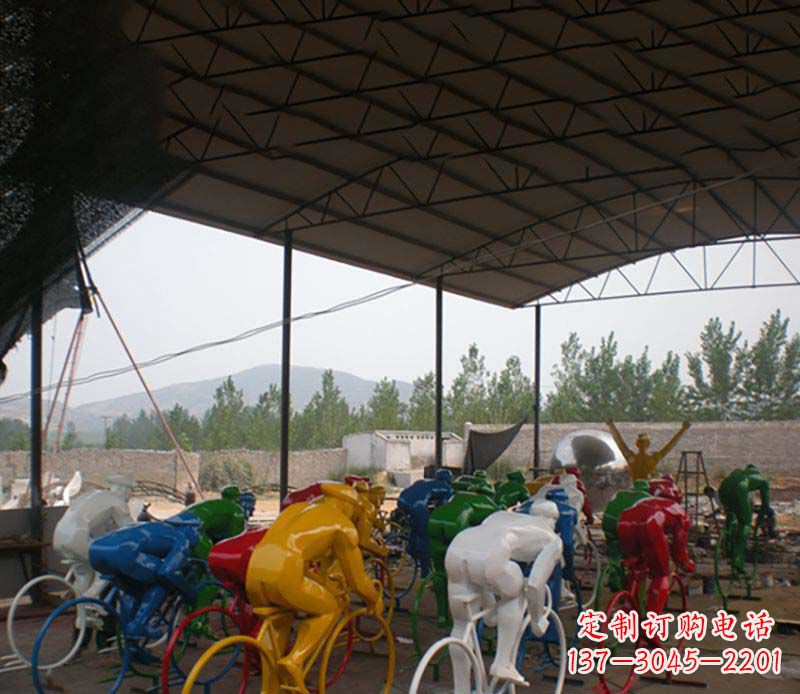 温州不锈钢骑自行车运动雕塑1