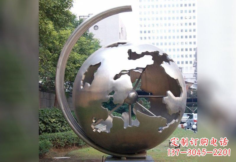 温州不锈钢企业抽象地球仪雕塑