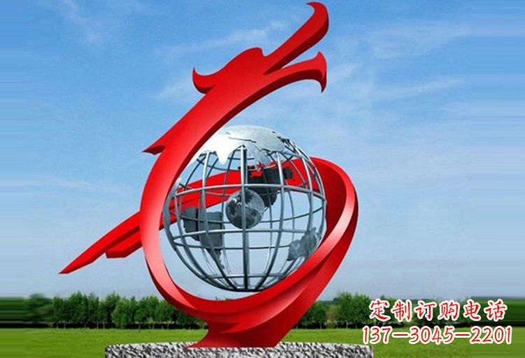 温州不锈钢企业抽象龙和地球雕塑