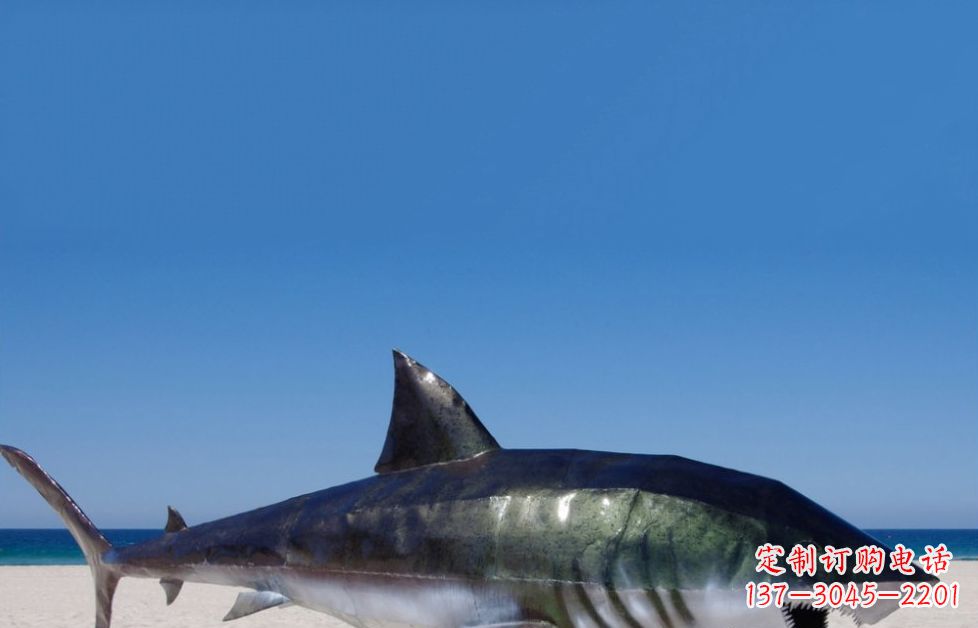 温州不锈钢鲨鱼海边动物雕塑
