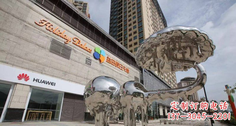 温州不锈钢门前的大象雕塑