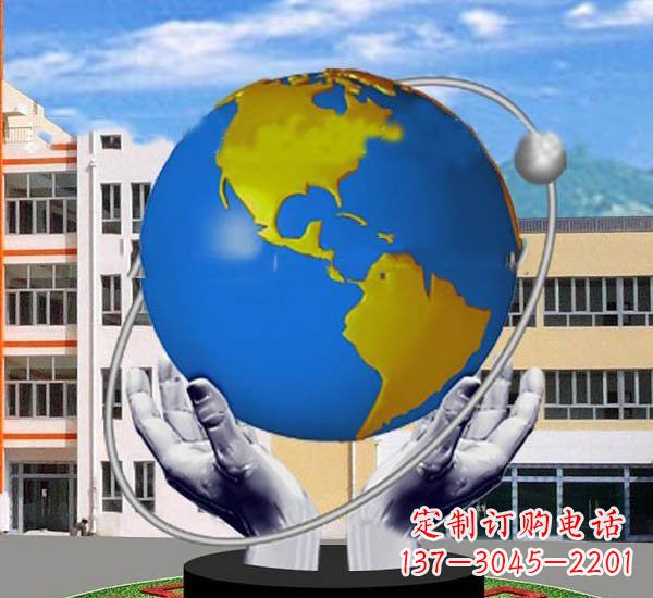 温州不锈钢手托地球抽象探索雕塑