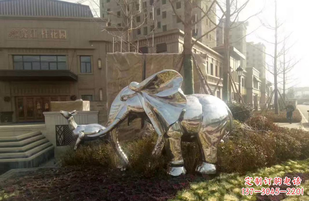 温州不锈钢售楼部动物大象雕塑