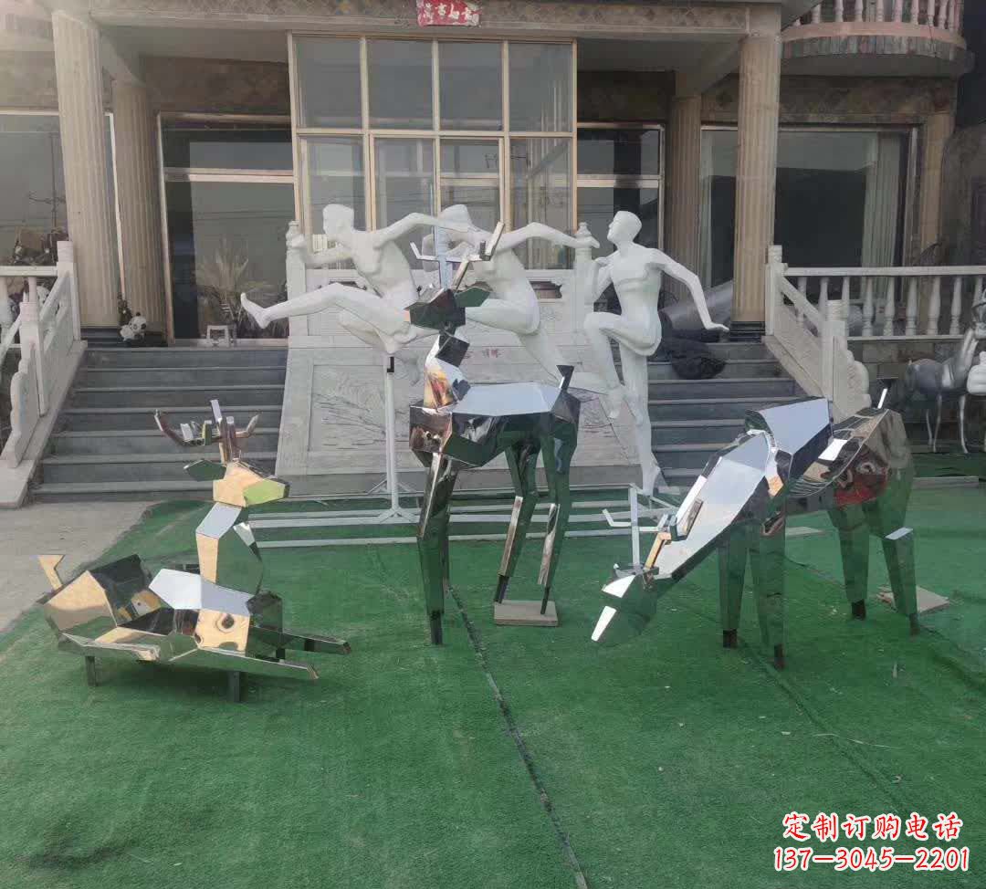 温州不锈钢售楼部动物小鹿雕塑