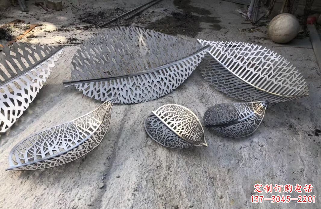 温州不锈钢树叶景观雕塑12