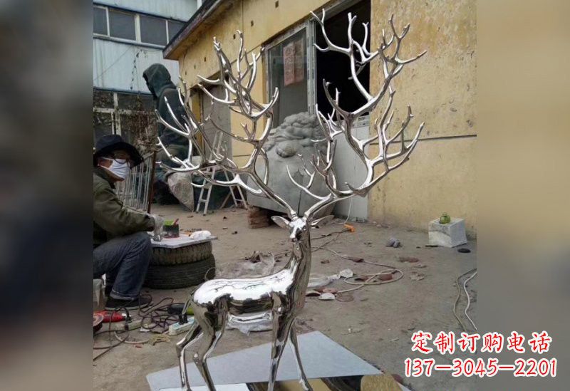 温州不锈钢树枝鹿雕塑