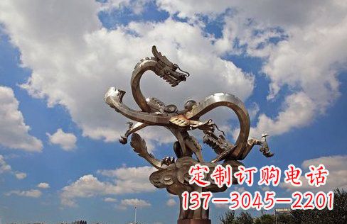 温州不锈钢双龙戏珠雕塑——千古传说的艺术瑰宝