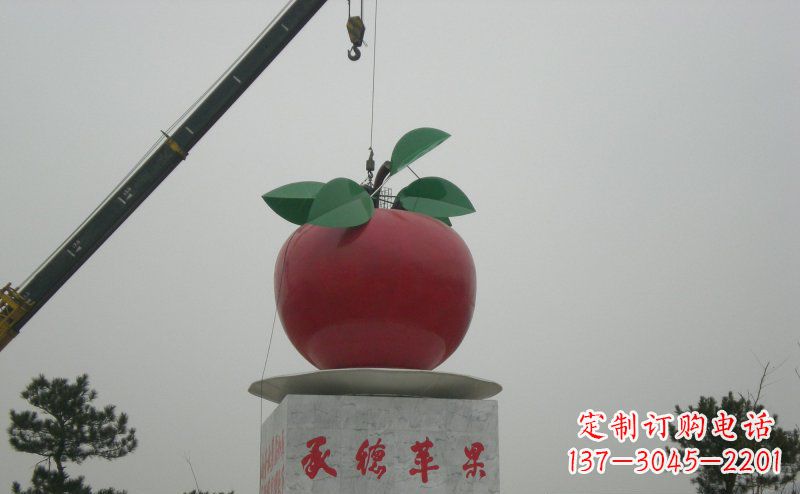 温州不锈钢水果红苹果雕塑