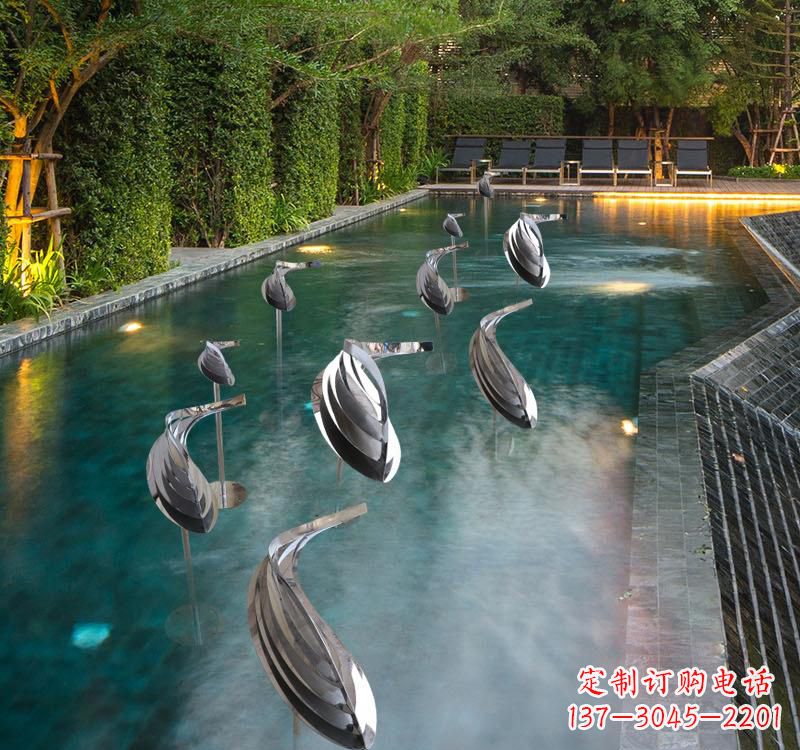 温州不锈钢动物雕塑——美丽的水景装置