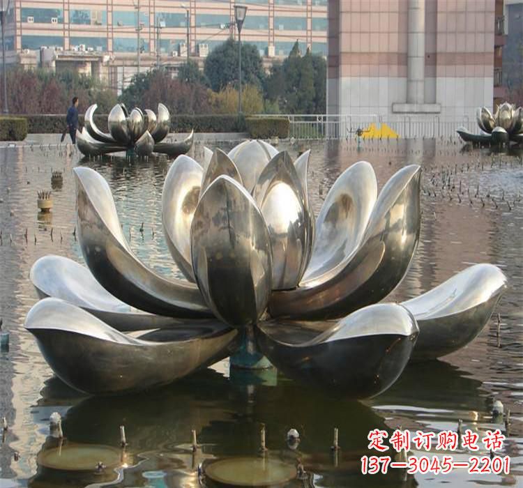 温州不锈钢水景荷花雕塑质朴之美