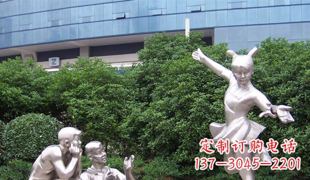 温州不锈钢踢毽子儿童雕塑