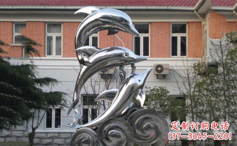 温州不锈钢跳跃海豚雕塑