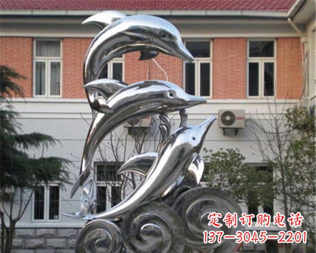温州不锈钢海豚雕塑跳跃的海洋精灵