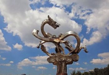 温州不锈钢双龙戏珠雕塑——千古传说的艺术瑰宝