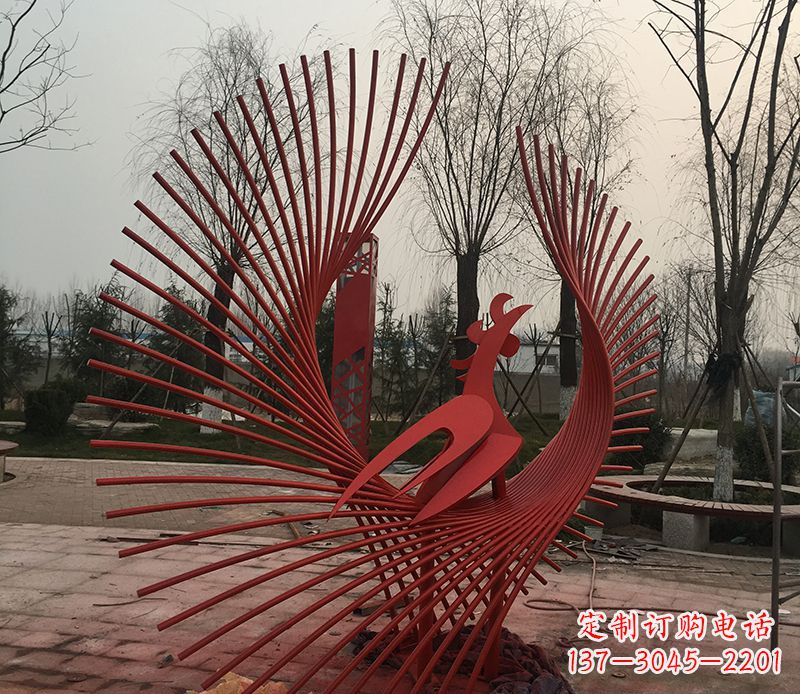 温州不锈钢网状凤凰雕塑