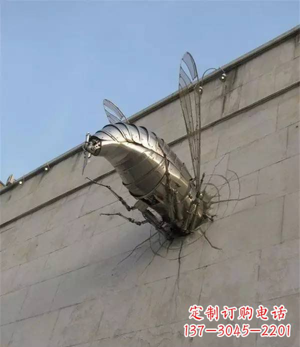 温州不锈钢无头苍蝇动物雕塑