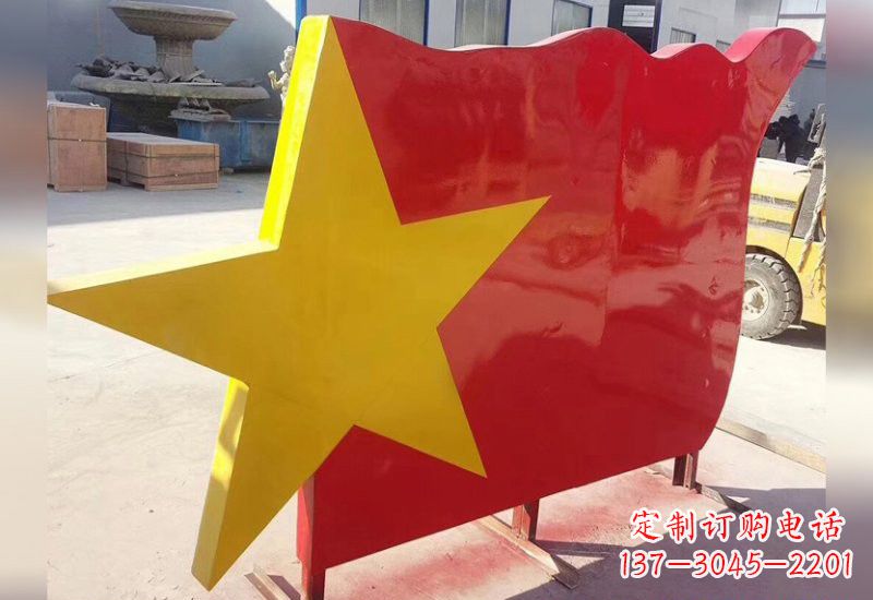 温州不锈钢五角星旗帜雕塑