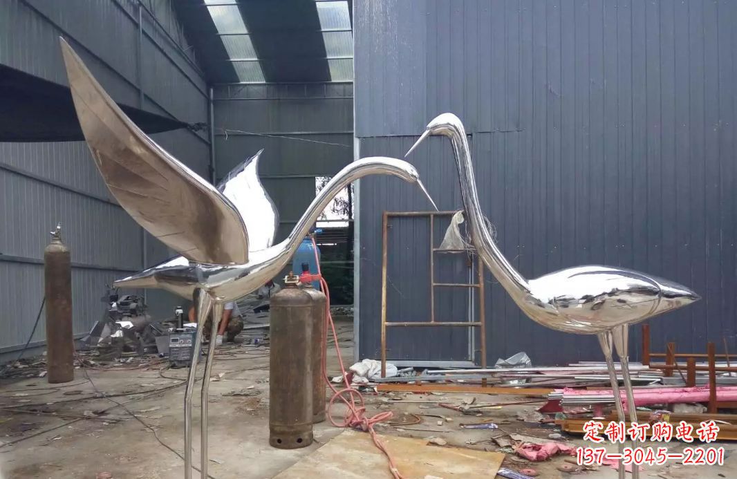 温州不锈钢仙鹤动物雕塑