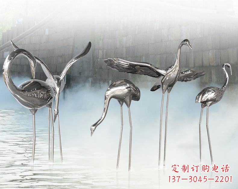 温州不锈钢仙鹤飞鸟雕塑