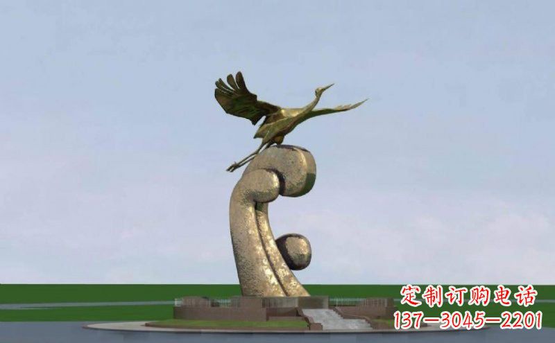 温州不锈钢仙鹤雕塑象征着美丽和宁静
