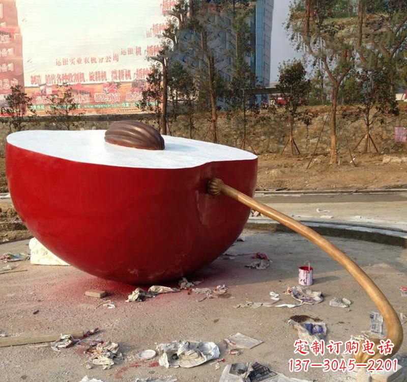 温州不锈钢现代广场大型苹果雕塑