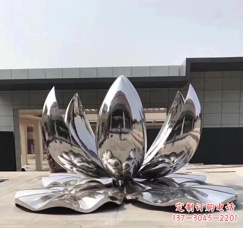 温州不锈钢现代镜面荷花雕塑