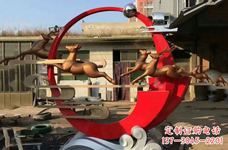 温州不锈钢制作的梅花鹿雕塑