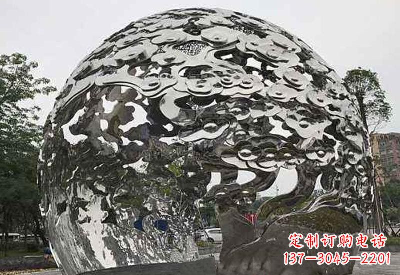 温州不锈钢祥云镂空球拱门雕塑