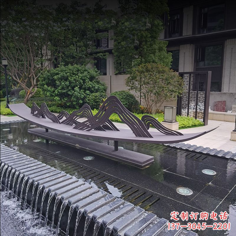 温州不锈钢小船假山抽象景观