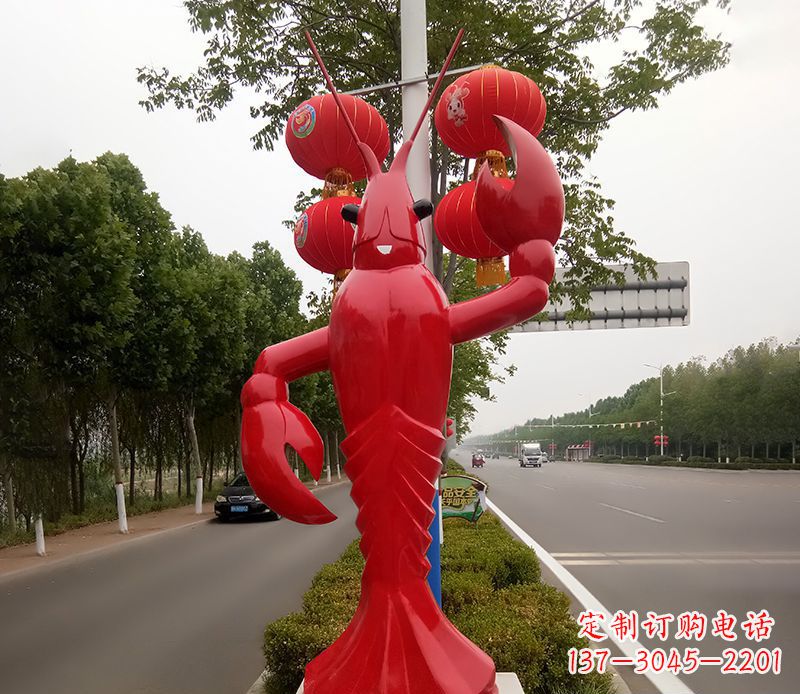 温州不锈钢小龙虾雕塑精美之灵