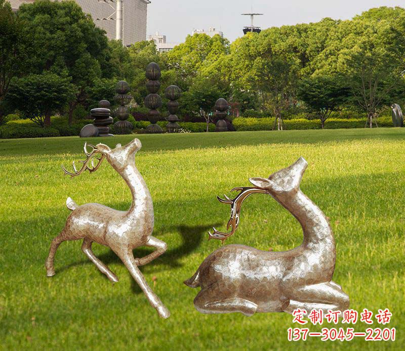 温州不锈钢小区抽象麋鹿雕塑