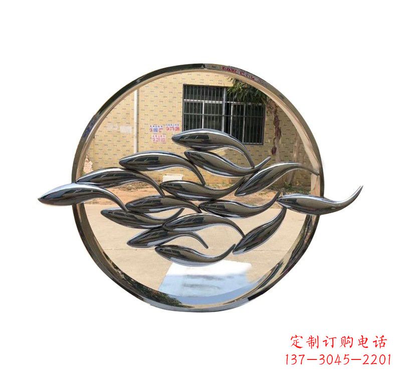 温州不锈钢小区抽象鱼和圆环雕塑