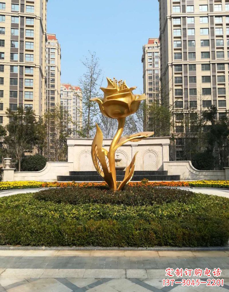 温州不锈钢小区玫瑰花雕塑浓郁情感的视觉体验