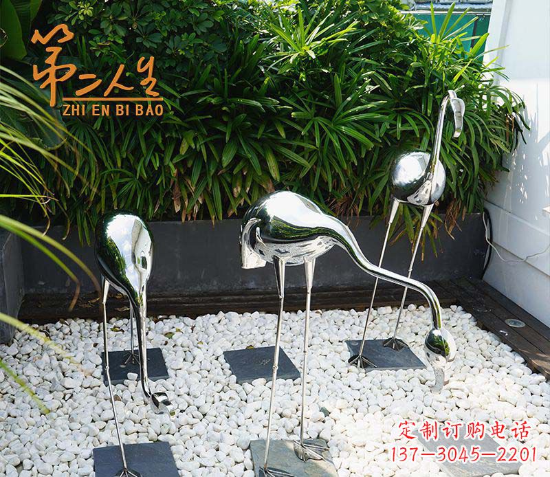 温州不锈钢仙鹤雕塑象征着吉祥和美景