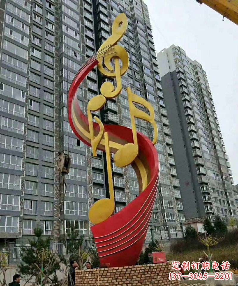 温州不锈钢小区音符雕塑传递音乐的魅力