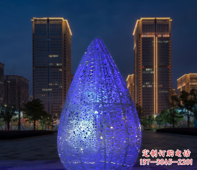 温州不锈钢小区照明美轮美奂的水滴雕塑